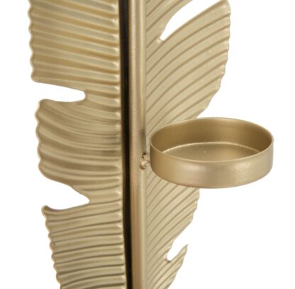 SCULTURA FOGLIA C/PORTA CANDELA GLAM CM 10X10X34 - immagine 5