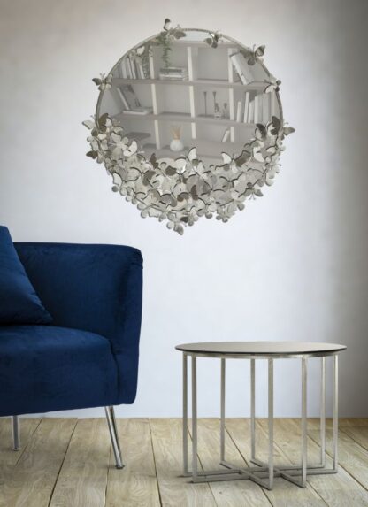 SPECCHIO FARFALLE ROUND SILVER CM Ø 91X3X94 - immagine 6
