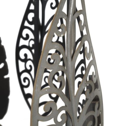TAVOLINETTI IN FERRO E LEGNO FOGLIE COPPIA CM 38X55-33X50 - immagine 5