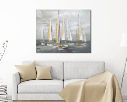 DIPINTO SU TELA GOLD BOAT CM 100X2,8X80 - immagine 5