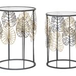 TAVOLINETTI FOGLIE GLAM COPPIA CM Ø 38X55-33X50