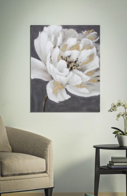 DIPINTO SU TELA WHITE/GOLD FLOWER CM 
80X3,7X100 - immagine 5