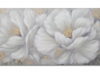 DIPINTO SU TELA WHITE/GOLD FLOWER CM 
140X3,7X70