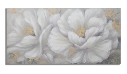 DIPINTO SU TELA WHITE/GOLD FLOWER CM 
140X3,7X70
