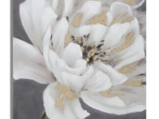 DIPINTO SU TELA WHITE/GOLD FLOWER CM 
80X3,7X100