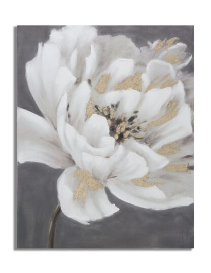DIPINTO SU TELA WHITE/GOLD FLOWER CM 
80X3,7X100