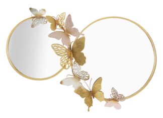 SPECCHIO DA MURO DOUBLE FARFALLE PINK CM 81X3X52,5