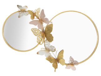 SPECCHIO DA MURO DOUBLE FARFALLE PINK CM 81X3X52,5