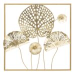 PANNELLO IN FERRO GOLD FLOWERS CM 50X5X50