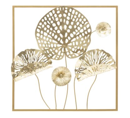 PANNELLO IN FERRO GOLD FLOWERS CM 50X5X50