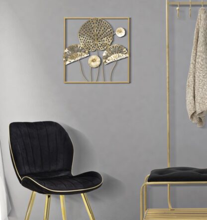 PANNELLO IN FERRO GOLD FLOWERS CM 50X5X50 - immagine 5