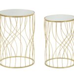 TAVOLINETTI LIGNE COPPIA CM Ø 38X55-33X50 stile GLAM