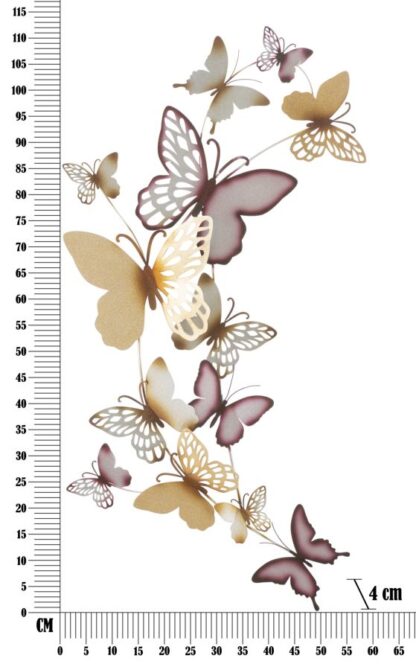 PANNELLO DA MURO BUTTERFLIES ORO/BORDEAUX C CM 59,5X4X111,5 - immagine 6