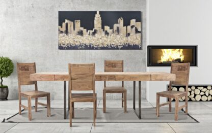 TAVOLO DA PRANZO MUMBAI ALL.CM 160X90X77-LUNGHEZZA TOTALE 240(ACACIA NICOLITICA) - immagine 10