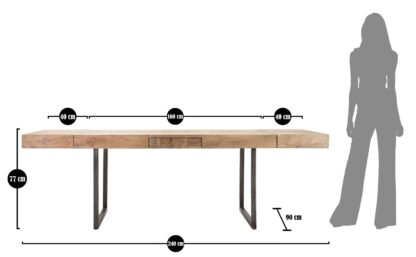 TAVOLO DA PRANZO MUMBAI ALL.CM 160X90X77-LUNGHEZZA TOTALE 240(ACACIA NICOLITICA) - immagine 11