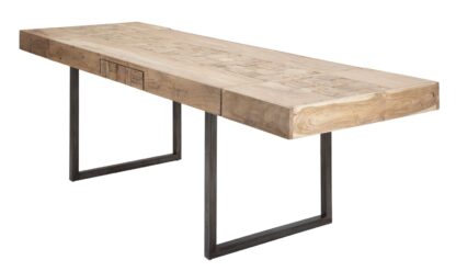 TAVOLO DA PRANZO MUMBAI ALL.CM 160X90X77-LUNGHEZZA TOTALE 240(ACACIA NICOLITICA) - immagine 2