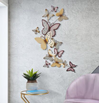 PANNELLO DA MURO BUTTERFLIES ORO/BORDEAUX C CM 59,5X4X111,5 - immagine 5
