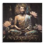 DIPINTO SU TELA BUDDHA -A- CM 100X3X100 stile BOHO CHICH