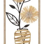 PANNELLO DA MURO IN FERRO E LEGNO VASO CM 40X3,5X80