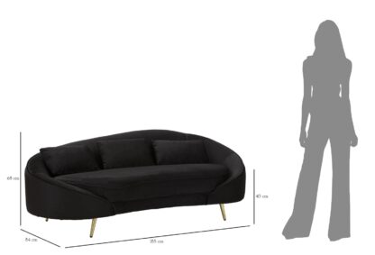 DIVANO 3 POSTI OSLO C/CUSCINI  NERO CM 185X84X68 - immagine 12