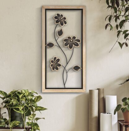 PANNELLO IN FERRO E LEGNO GIRISH -B- CM 30X2,5X60 - immagine 5