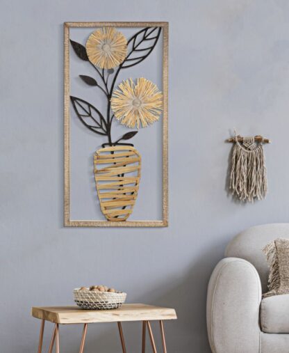 PANNELLO DA MURO IN FERRO E LEGNO VASO CM 40X3,5X80 - immagine 5