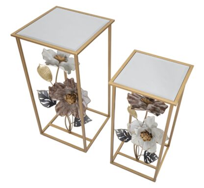 TAVOLINETTI FLOWER COPPIA CM 36X36X70-30X30X60 - immagine 2