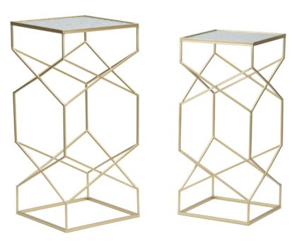 TAVOLINETTI GLASSY COPPIA CM 31,5X31,5X68-28X28X64