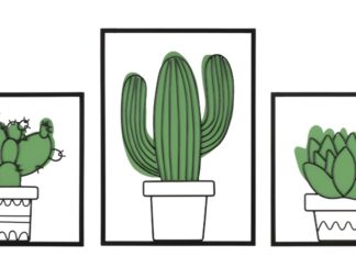 PANNELLO DA MURO CACTUS SET 3PZ 33X1,3X46,5-33X1,3X33