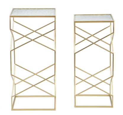 TAVOLINETTI GLASSY COPPIA CM 31,5X31,5X68-28X28X64 - immagine 5