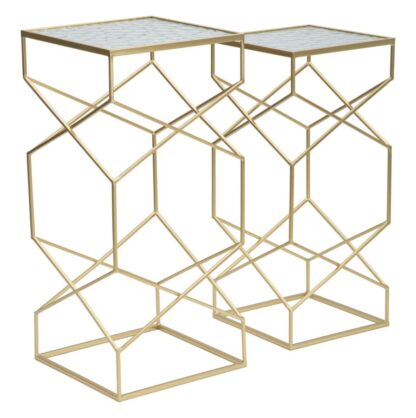 TAVOLINETTI GLASSY COPPIA CM 31,5X31,5X68-28X28X64 - immagine 4