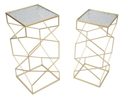 TAVOLINETTI GLASSY COPPIA CM 31,5X31,5X68-28X28X64 - immagine 2