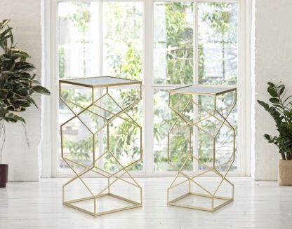 TAVOLINETTI GLASSY COPPIA CM 31,5X31,5X68-28X28X64 - immagine 7