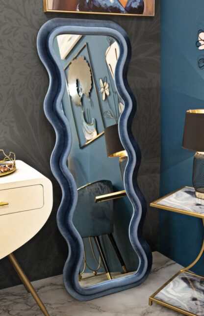 SPECCHIO DA MURO EMILY VELLUTO BLU CM 60X6X160 - immagine 5