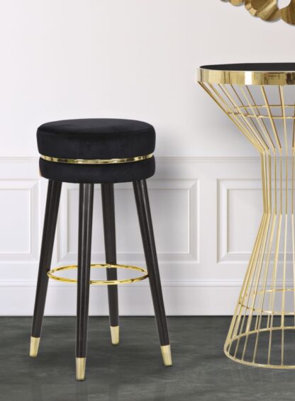SGABELLO BAR PARIS NERO/GOLD CM Ø 35X74 - immagine 7
