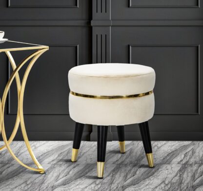 SGABELLO PARIS CREMA/GOLD CM Ø 35X40,5 - immagine 5