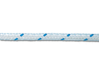 Cima da ormeggio  Cima per ancora trecciata in poliestere colore bianco filo segnale blu diametro 10 mm