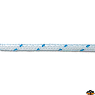 Cima da ormeggio  Cima per ancora trecciata in poliestere colore bianco filo segnale blu diametro 10 mm