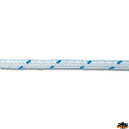 Cima da ormeggio  Cima per ancora trecciata in poliestere colore bianco filo segnale blu diametro 6 mm