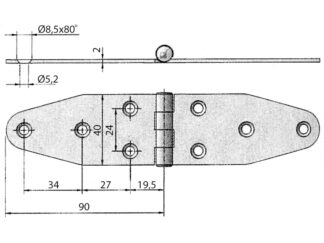 Ferramenta nautica  Cerniera inox 180x40 mm