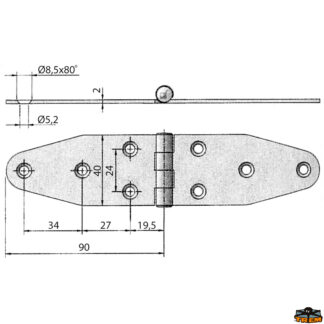 Ferramenta nautica  Cerniera inox 180x40 mm