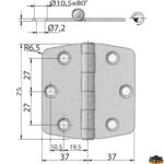 Ferramenta nautica  Cerniera inox 75x74 mm