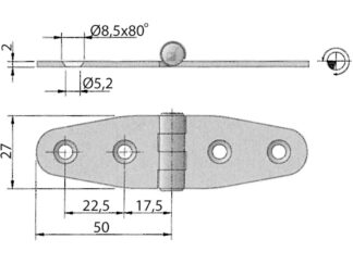 Ferramenta nautica  Cerniera inox 100x27 mm