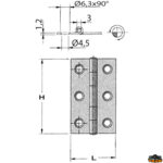 Ferramenta nautica  Cerniera inox AISI 316  40x40 mm