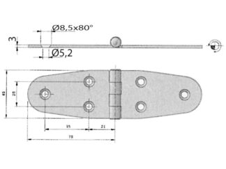 Ferramenta nautica  Cerniera inox 150x45 mm