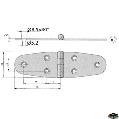 Ferramenta nautica  Cerniera inox 150x45 mm