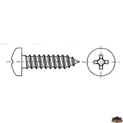 Ferramenta nautica  Vite autofilettante inox testa cilindrica a croce diametro 2,9 mm lunghezza 9,5 mm