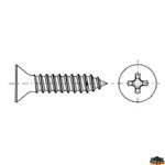 Ferramenta nautica  Vite autofilettante inox testa svasata piana a croce diametro 3,9 mm lunghezza 32 mm