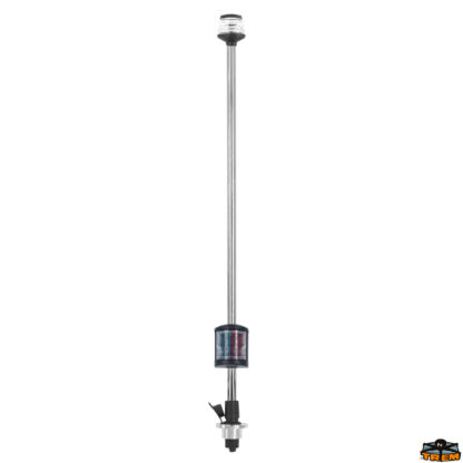 Luci di navigazione  Asta fanale 360° alogena estraibile in piano con fanale combi 225° nero altezza 1000 mm