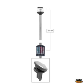 Luci di navigazione Easy led Asta fanale 360° a led Easy led estraibile in piano con fanale combi 225° e con base Lunar colore nero